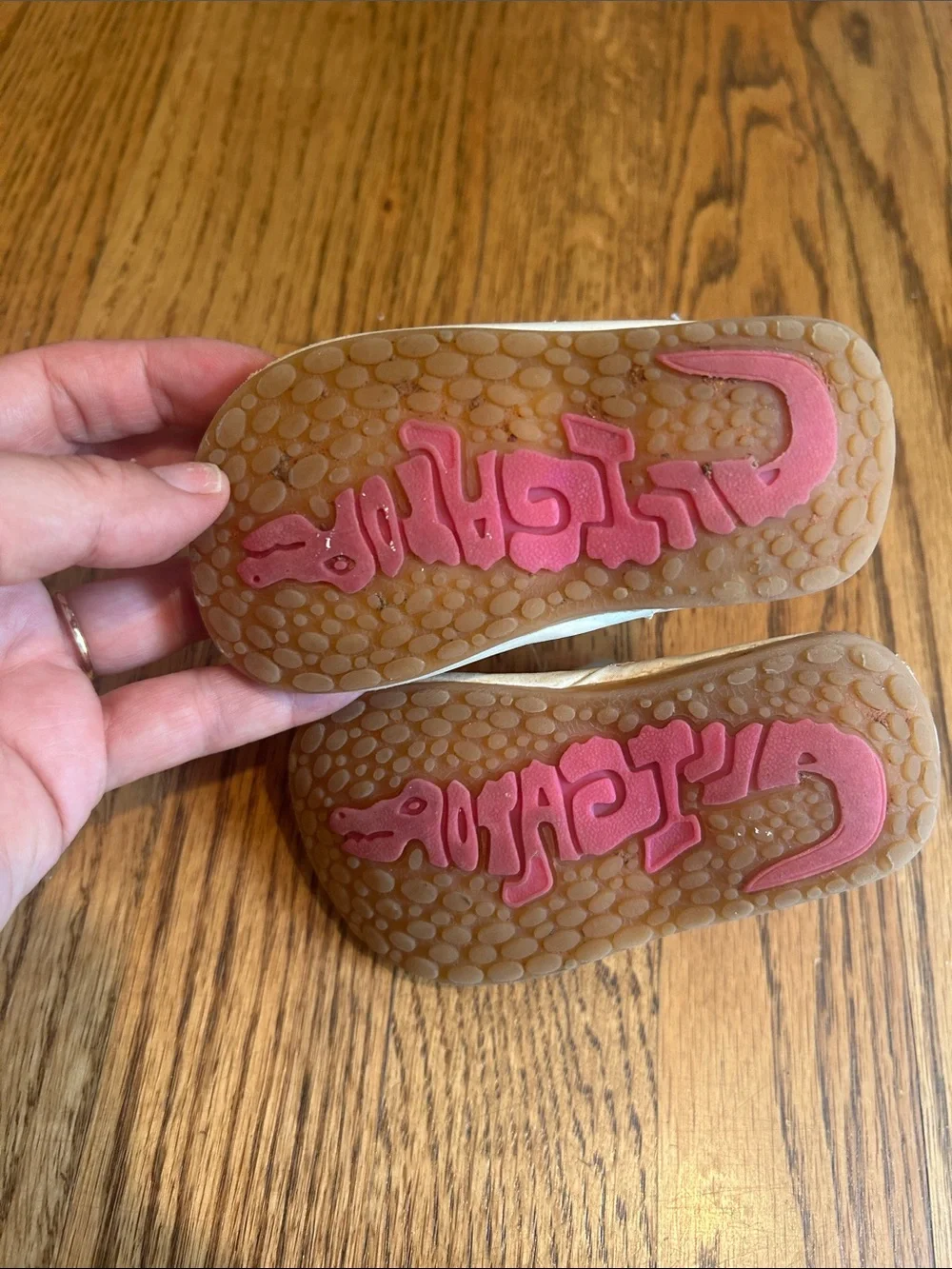 Team Squeaks Kids White Mary Jane Shoes with Red NC State Logo